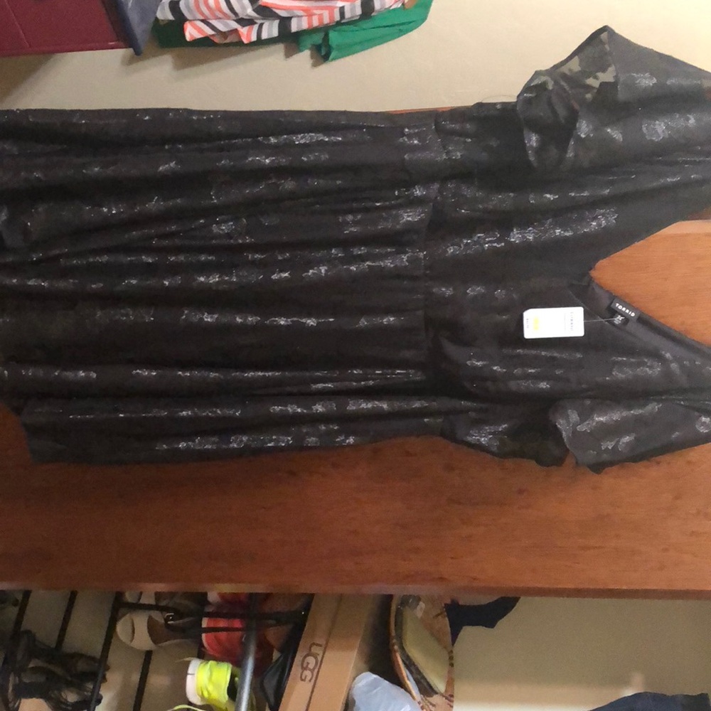 Black, shiny cocktail dress
